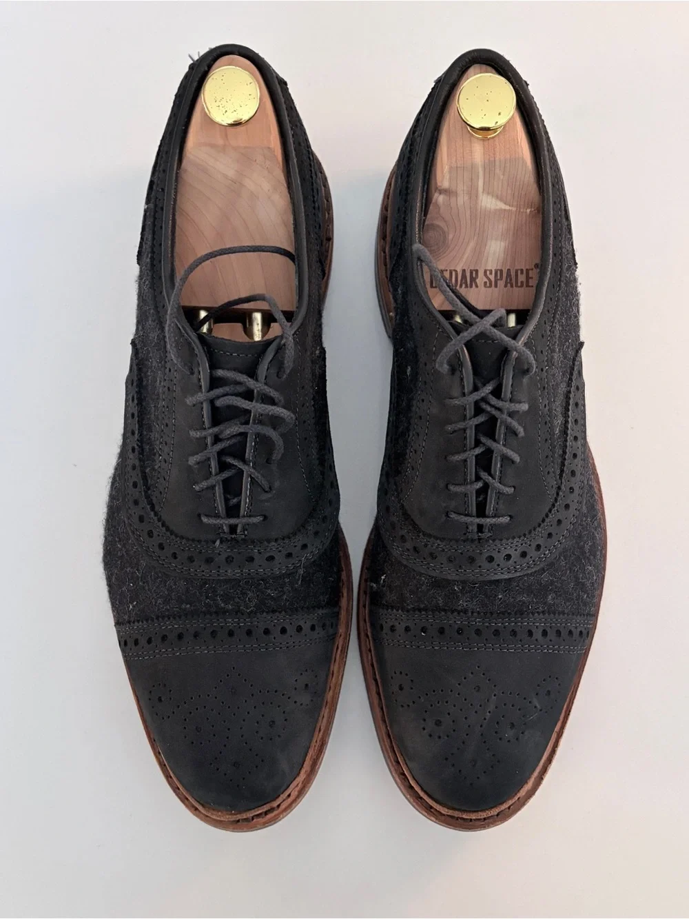 Allen Edmonds Black Suede & Leather Wingtip Oxfords